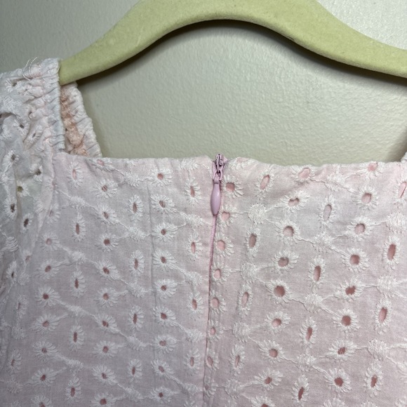 Badgley Mischka Girls' Pink Pearl Dress Eyelet Lace Short Sleeve Size 3T Easter - Picture 3 of 9